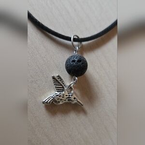 Silvertone Hummingbird Pendant Aromatherapy Necklace